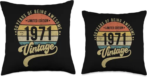 Vista 3 de Reto Vintage 50th Birthday, 1971 Limited edition 50 years Throw Pillow