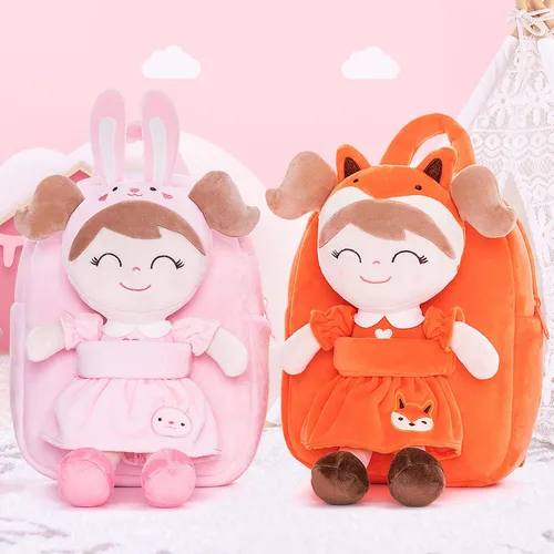 Vista 5 de Gloveleya Mochila de peluche para niños pequeños con juguetes de conejo de peluche, rosa