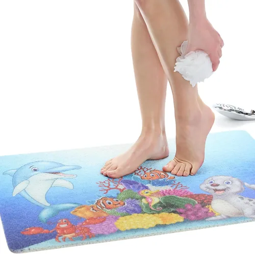 Vista 26 de Enkosi Alfombra de ducha antideslizante Loofah para suelos de ducha, bañera, baños, zonas húmedas, alfombrilla de baño acolchada con agujeros