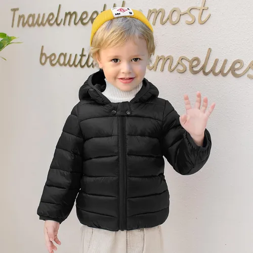 Vista 3 de XMWEALTHY Abrigos de invierno para bebés niños y niñas, con capucha de oso y plumón, para niños pequeños, ligeros, acolchados, para exteriores, 6M-3T