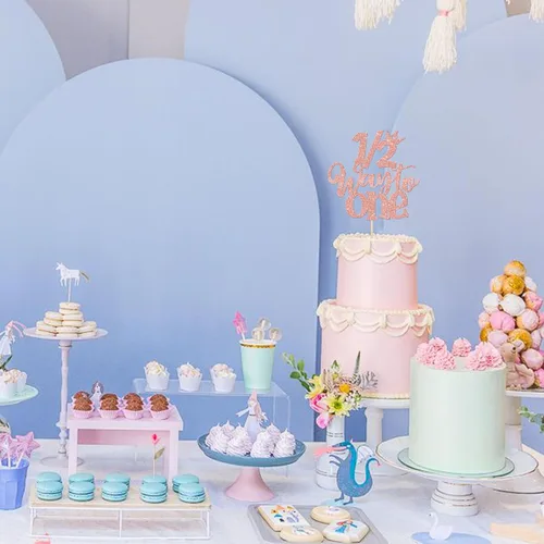 Vista 7 de 1 pieza 1/2 Half Way to One Cake Topper Glitter Half Way to Go Cake Pick Happy 6 Meses Birthday Cake Decor for Baby Happy 6 months Birthday Party