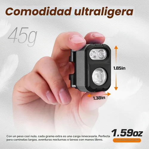 Vista 2 de EverBrite Faro ultraligero 400LM, lámpara principal de 1.59oz con clip de Gris