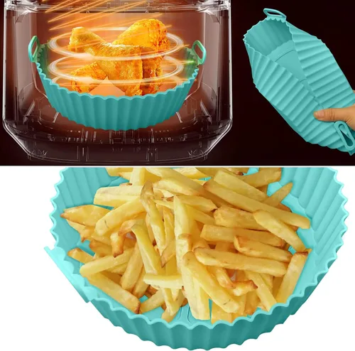 Vista 2 de AGSYFFD Sartén de silicona de silicona de 8.6 pulgadas, sartén de silicona para freidora de aire, sartén de silicona antiadherente, accesorios