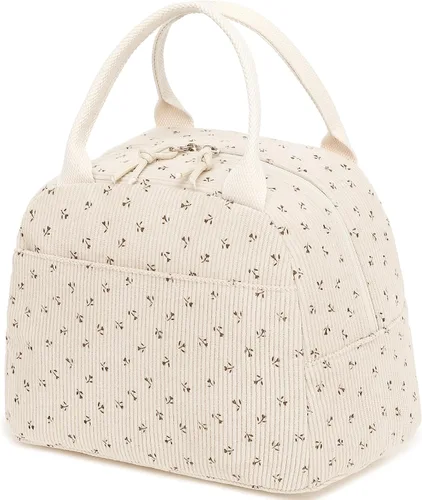 Vista 18 de Bluboon Bolsa de almuerzo para mujer, bonita bolsa de almuerzo de pana con correa para el hombro, reutilizable, aislada, gran capacidad