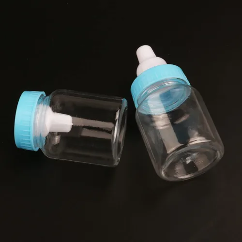 Vista 3 de 36 piezas de suministros de alimentación favores mini comedero fiestas azul bautismo Contianers forma niños para botella de leche fiesta
