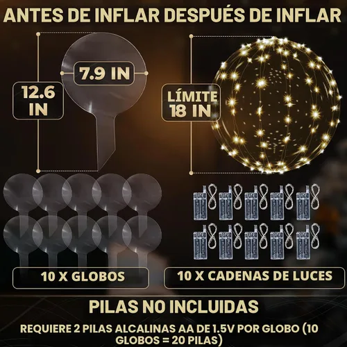 Vista 2 de 10 globos iluminados para fiestas, hechos de material TPU transparente