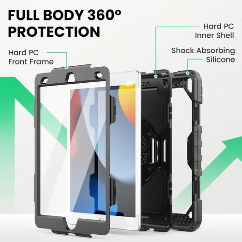 Vista 5 de SEYMAC Funda para iPad de 9ª/8ª/7ª Generación Estuche 10.2" 2021-2019, Funda Protectora de Cuerpo Completo Resistente a Prueba de Golpes de Servicio