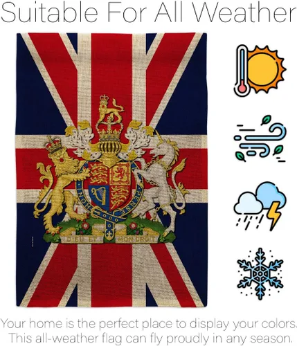 Vista 6 de Escudo de armas Reino Unido Bandera de jardín dulce vida simpatía recuerdo conmemorativo duelo amor apoyo emoción Postive House Banner pequeño patio