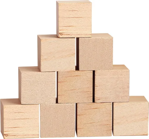 Vista 15 de Barydat 300 piezas 1 cm de bloques de madera, bloques sin acabar para manualidades, bloques de madera lisa para proyectos de manualidades, bloques