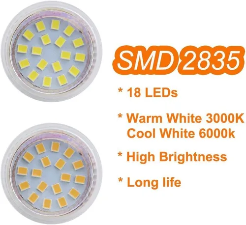 Vista 3 de Bombillas LED de 3 W, focos LED GU4.0 no regulables de 300 lúmenes, equivalente a 40 vatios, CA/CC 12V, blanco frío 6000k, paquete de 6