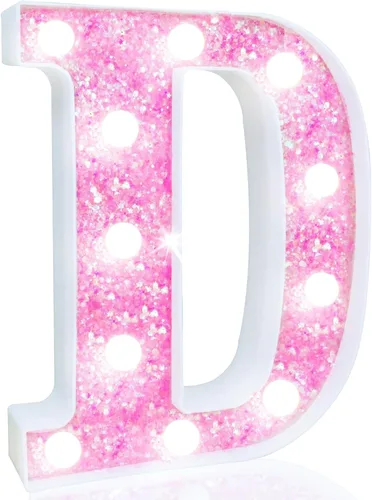 Vista 69 de Pooqla Luces de números de marquesina, números de luz rosa para niñas de 10.º cumpleaños, funciona con pilas, luz nocturna de número con purpurina