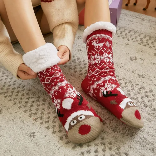 Vista 3 de Zando Calcetines cálidos y peludos para mujer, con forro polar, cómodos y antideslizantes, con agarraderas