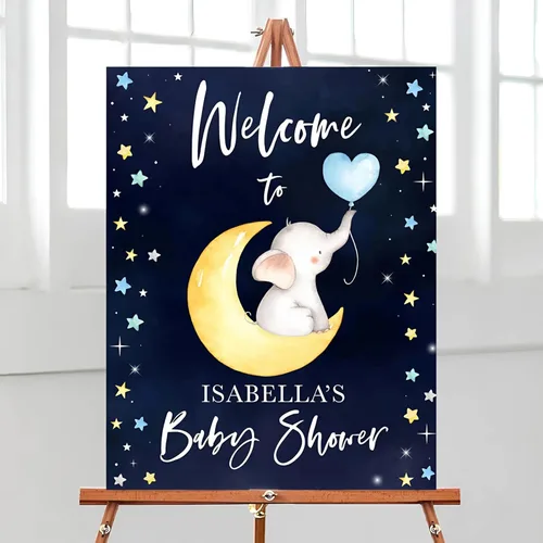 Vista 28 de Letrero de bienvenida para baby shower, tema oscuro, varios tamaños