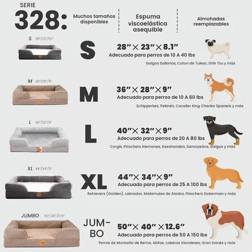Vista 2 de Laifug Cama ortopédica grande de espuma viscoelástica para perro, sofá para perro con funda de gamuza lavable y extraíble, forro impermeable y parte
