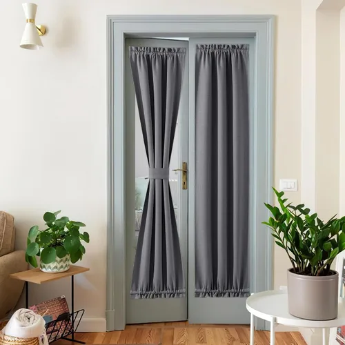 Vista 123 de NICETOWN Cortinas de Lino para Puerta Lateral - Cortinas Opacas con Aislamiento Térmico para Puerta Delantera Francesa para Sombra Pequeña
