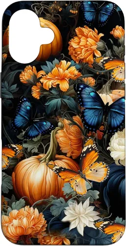 Vista 22 de iPhone 16 Autumn Leaves Butterflies Pumpkins Fall Season Thanksgiving Case