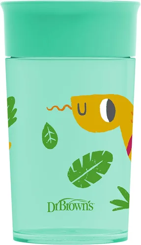 Vista 21 de Dr. Brown's Milestones Cheers 360 - Vaso de transición sin boquilla, apto para viajes y sin fugas, para bebés y niños pequeños, animales azul/verde