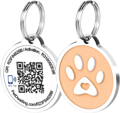Vista 8 de Pet Dwelling Etiquetas inteligentes de identificación de mascotas QR + NFC para perros, duraderas e impermeables, etiquetas inteligentes