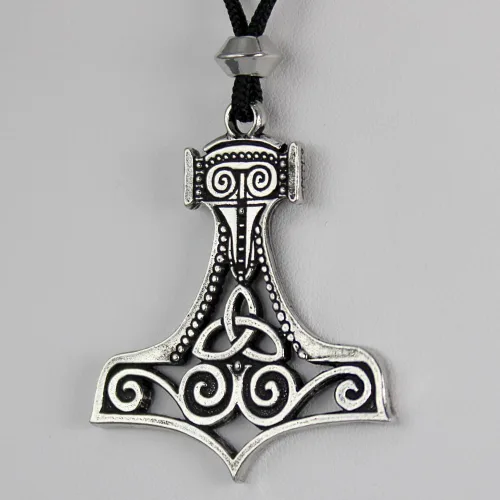 Vista 4 de Colgante Mjolnir de nudo celta de martillo de Thor grande de peltre, No aplicable