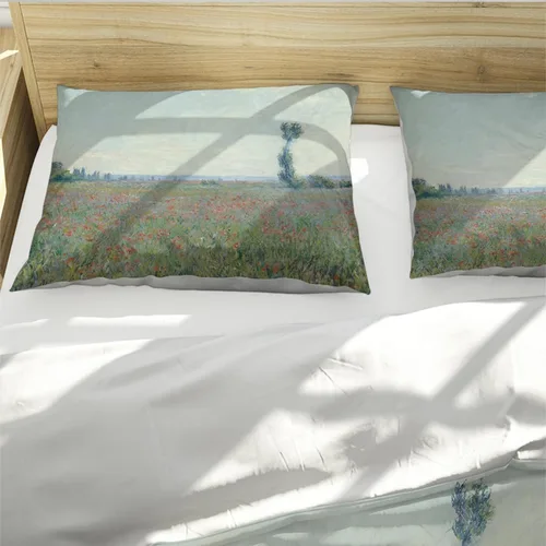 Vista 4 de Claude Monet Funda nórdica de 3 piezas Paisaje de granja Juego de ropa de cama Cálida cubierta transpirable de microfibra con cierre de cremallera