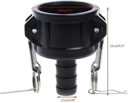 Vista 2 de Acxico Adaptador de drenaje de tanque IBC de 275-330 galones, bloqueo de leva de 2 pulgadas a manguera de jardín de 1 pulgada, conector rápido tipo C