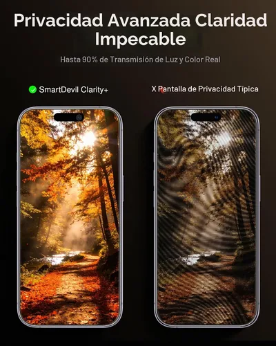 Vista 7 de SMARTDEVIL Protector de pantalla de privacidad para iPhone 17 Pro con protector de lente de cámara, vidrio templado inastillable
