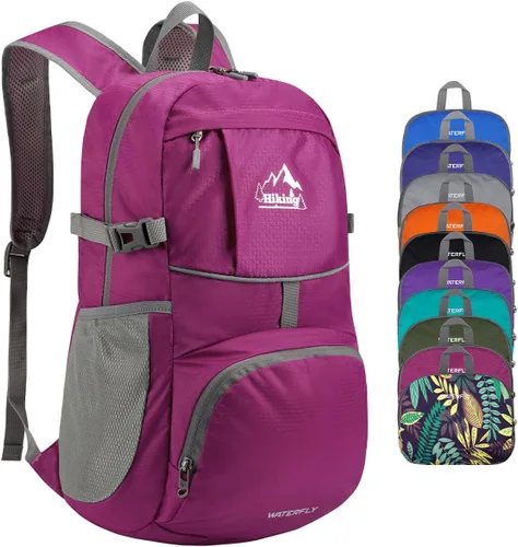 Vista 8 de WATERFLY Mochila de senderismo plegable: mochila de día de 25L ultra ligera para mujer y hombre - pequeña mochila plegable compacta para deportes al