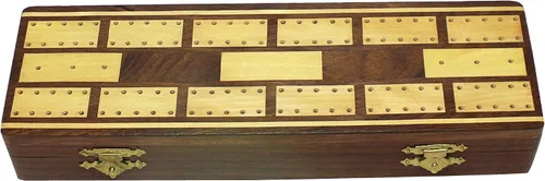Vista 6 de Juego de mesa de madera para cuna, 2 cartas, 6 clavijas de metal, regalos de Navidad