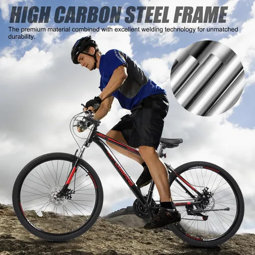 Vista 2 de Ktaxon Bicicleta de Montaña 24/26/27.5 Pulgadas para Hombres y Mujeres con Bicicletas de 21 Velocidades para Adultos, Freno de Disco Doble