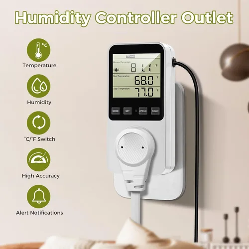 Vista 2 de Diymore Termostato digital enchufable de 1800 W Controlador de temperatura y humedad Termostato digital eléctrico Calefacción CoolingMode