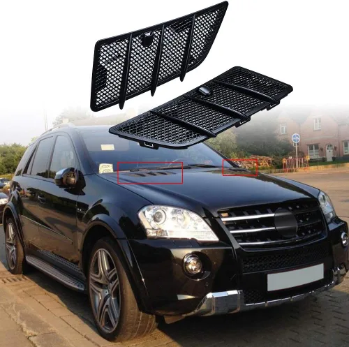 Vista 4 de Par de cubiertas de rejilla de ventilación de aire compatible con Mercedes Benz 2008 2009 2010 2011 W164 GL ML Clase 350 450 negro mate