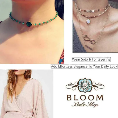 Vista 4 de Olbye Gargantilla de piedra lunar arco iris, collar simple personalizable, collar de joyería para mujeres y niñas, Metal