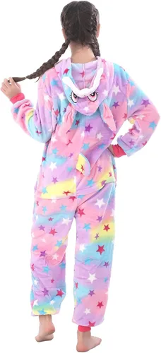 Vista 7 de WOYASIM Disfraz de franela para niños, disfraz de Halloween, Pascua, animales, cosplay para niñas y niños, una pieza