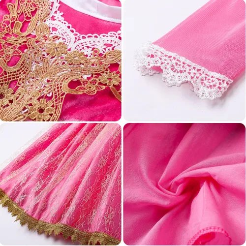 Vista 5 de Disfraz de princesa para niñas pequeñas, disfraz de princesa rosa, cumpleaños, Halloween, Navidad, cosplay, fiestas