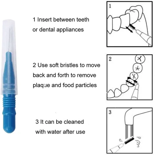 Vista 3 de BlingKingdom 50 cepillos interdentales suaves, hilo dental