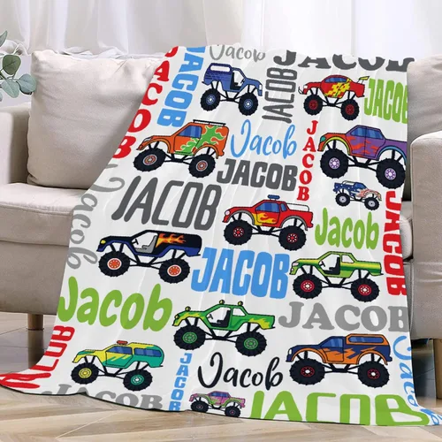 Vista 109 de Manta de bebé con texto en inglés «Just A Boy Who Loves Trucks» para niños y niñas, manta súper suave para envolver al recién nacido, acogedora