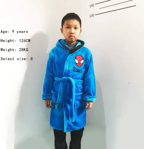 Vista 3 de Nombre bordado Traje de baño azul de los niños Coral Cashmere cálido camisón del niño