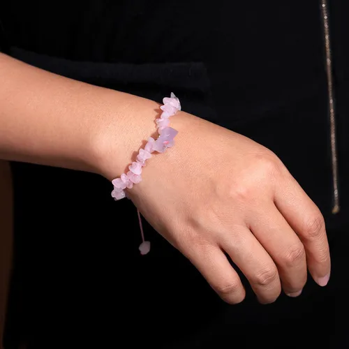 Vista 6 de Jewever Chip Reiki - Pulsera de cristal de cuarzo rosa con amatista cruda para mujer, cristales curativos y piedras preciosas para yoga, meditación