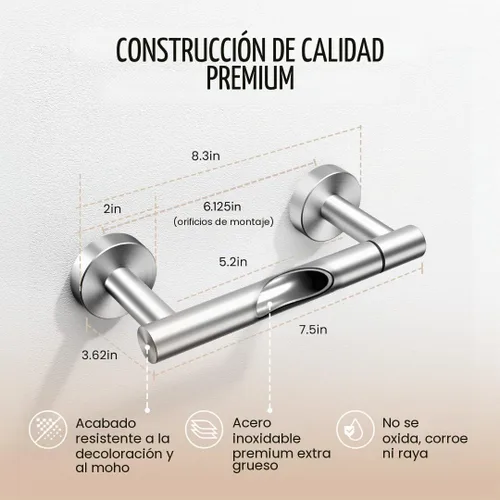 Vista 2 de Day Moon™ Soporte de papel higiénico de níquel cepillado - Soporte de rollo moderno para montaje en pared para baño