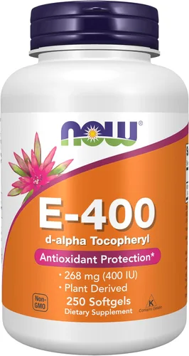 Vista 8 de NOW Suplementos, Vitamina E-400 IU, D-Alfa Tocoferilo, Protección Antioxidante, Cápsulas Blandas, 100 Unidades (Paquete de 1)