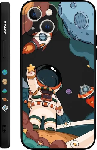 Vista 8 de LEECG Funda para iPhone 13 con diseño de mariposas y flores, diseño de astronauta, funda de teléfono con forro de microfibra suave, funda delgada