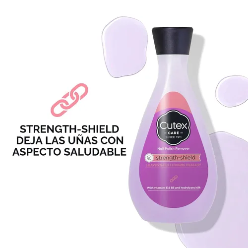 Vista 3 de Cutex Strength Shield - Quitaesmalte de uñas, deja las uñas de las manos y los pies con un aspecto saludable, contiene vitaminas E, B5 y seda