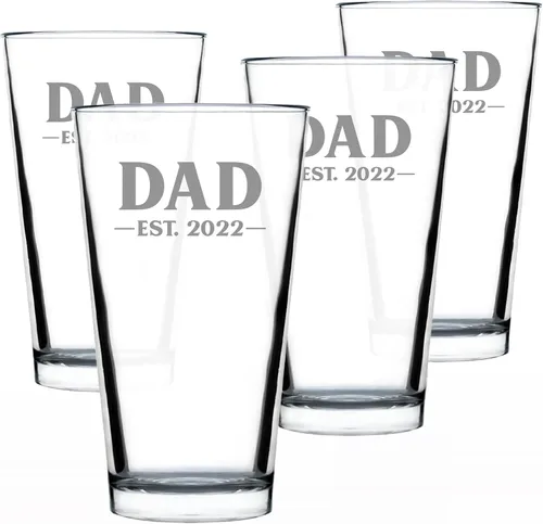 Vista 12 de Dad Est 2023 - Regalo de Vaso de Pinta para Nuevo Padre Primerizo - Vasos Llamativos de 16 Oz Bevvee Dad gift ideas for fathers, husbands and