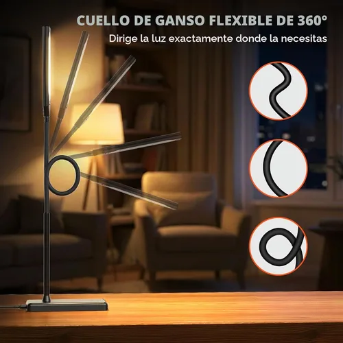 Vista 6 de Lámpara de escritorio LED, luces de mesa para el cuidado de los Negro