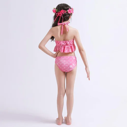 Vista 6 de Traje de baño de sirena para niñas con cola de sirena con guirnalda (sin monoaleta)