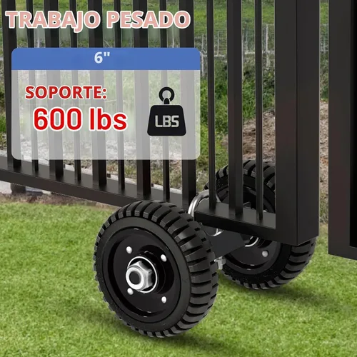 Vista 5 de Rueda de puerta enrollable, para deslizamiento, eslabón de cadena, valla de metal o puerta de madera (6 pulgadas, negro)