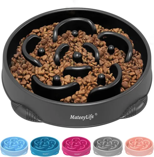 Vista 19 de MateeyLife Paquete de 2 cuencos para perros de alimentación lenta, 1 taza A-Azul claro y azul oscuro