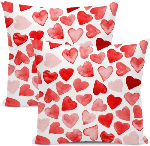 Vista 14 de Fundas de almohada para el Día de San Valentín de 16x16 pulgadas, juego de 2, rosas, corazones de amor, fundas para almohadas de San Valentín