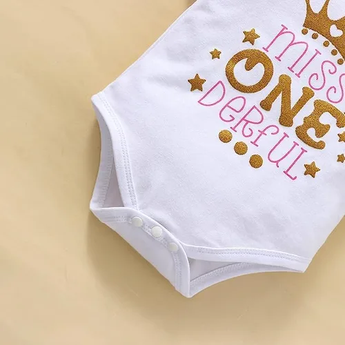 Vista 7 de Conjunto de ropa para bebé niña de primer cumpleaños con falda tutú con diadema
