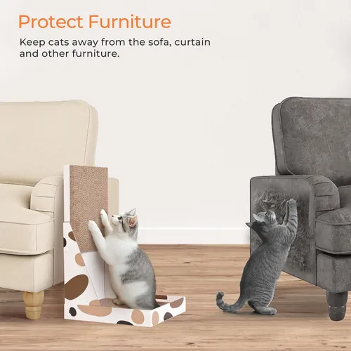 Vista 7 de ComSaf Rascador de gatos en forma de L, poste rascador de gatos de 25 pulgadas para gatos de interior y adultos con caja de arañazos para gatos
